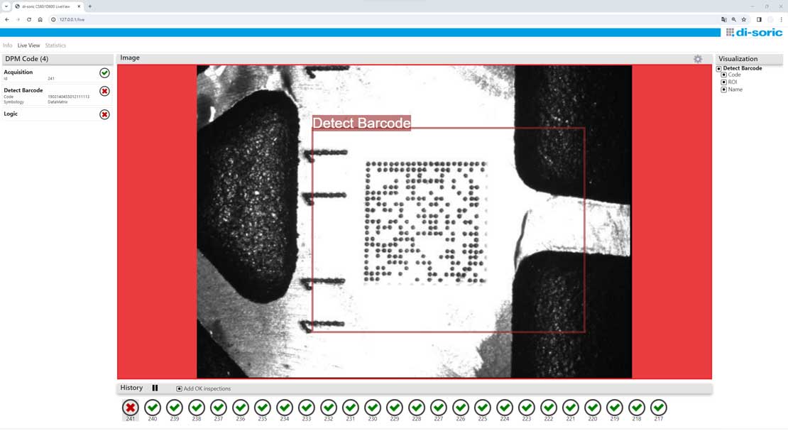 di-soric nVision-i – Screenshot HMI NIO mit ID-600